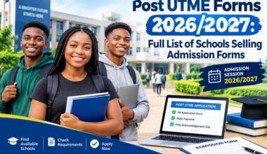 Post UTME Forms 2026/2027: Full List of Schools Selling Admission Forms